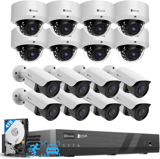 NVR-PRO Complete Business Security Solution - 16x 5MP Weatherproof Cameras, AI Analytics & 4TB NVR