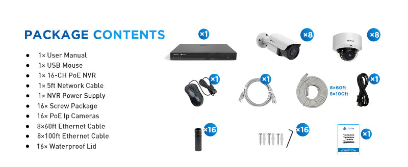 NVR-PRO Complete Business Security Solution - 16x 5MP Weatherproof Cameras, AI Analytics & 4TB NVR