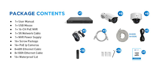 NVR-PRO Complete Business Security Solution - 16x 5MP Weatherproof Cameras, AI Analytics & 4TB NVR
